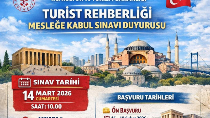  TURİST REHBERLİĞİ MESLEĞE KABUL SINAVI DUYURUSU