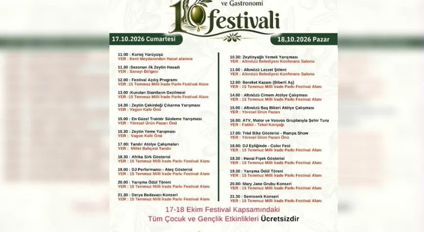 ALTINÖZÜ ZEYTİN VE ZEYTİNYAĞI FESTİVALİ İÇİN GERİ SAYIM BAŞLADI